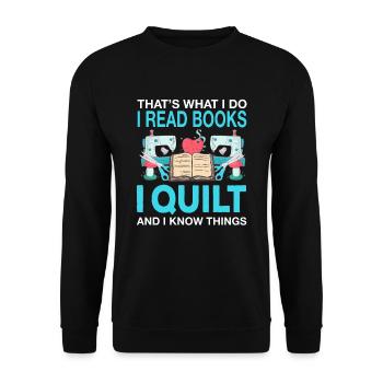 Quilt Stepping Quilting Sewing Knitting Needle Quilt - Unisex Sweatshirt - black - Front - Alina (178cm) & Michal (187cm)