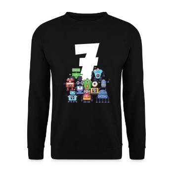 Children's Birthday Seventh Birthday 7 Seven Child - Unisex Sweatshirt - black - Front - Alina (178cm) & Michal (187cm)