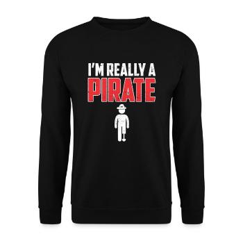 I'm Really A Pirate Leg Amputee - Unisex Sweatshirt - black - Front - Alina (178cm) & Michal (187cm)