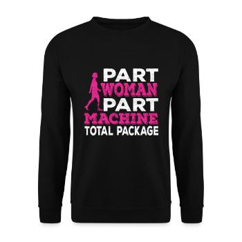 Part Woman Part Machine Amputated Prosthesis Leg - Unisex Sweatshirt - black - Front - Alina (178cm) & Michal (187cm)