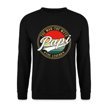 Papi L’homme Le mythe La légende - Sweat-shirt Unisexe - noir - Devant - Alina (178cm) & Michal (187cm)