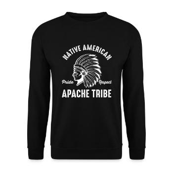 Apache Tribe Native American Indian USA Indianer - Unisex Pullover - Schwarz - Vorne - Alina (178cm) & Michal (187cm)