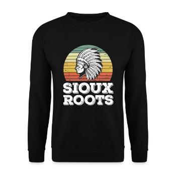 Sioux Tribe Native American Indian Indianer - Unisex Pullover - Schwarz - Vorne - Alina (178cm) & Michal (187cm)