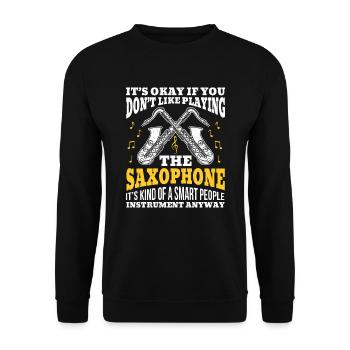 Saxophon Saxophonspieler Musik Musiker Instrument - Unisex Pullover - Schwarz - Vorne - Alina (178cm) & Michal (187cm)