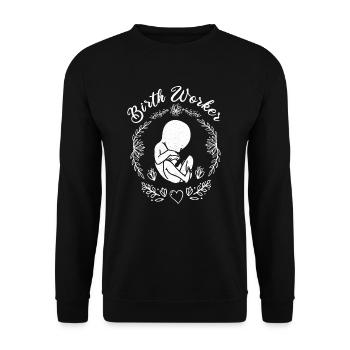 Sage-femme Infirmière Obstétrique Naissance Doula - Sweat-shirt Unisexe - noir - Devant - Alina (178cm) & Michal (187cm)