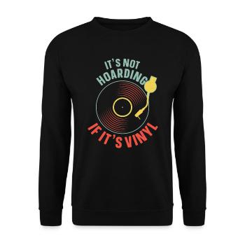 Vinyl Turntable Collector's Music Records - Unisex Sweatshirt - black - Front - Alina (178cm) & Michal (187cm)