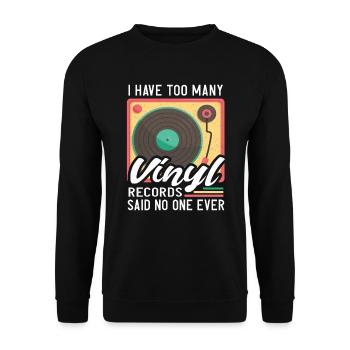 Vinyl Turntable Collector's Music Records - Unisex Sweatshirt - black - Front - Alina (178cm) & Michal (187cm)