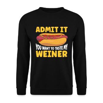 Hotdog Saucisse viennoise Saucisses fast-food - Sweat-shirt Unisexe - noir - Devant - Alina (178cm) & Michal (187cm)
