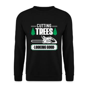 Chainsaw Lumberjacks Wood make tree fellers forest - Unisex Sweatshirt - black - Front - Alina (178cm) & Michal (187cm)