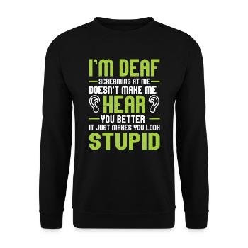 Deaf-mute Deaf Sign language Deaf hearing - Unisex Sweatshirt - black - Front - Alina (178cm) & Michal (187cm)