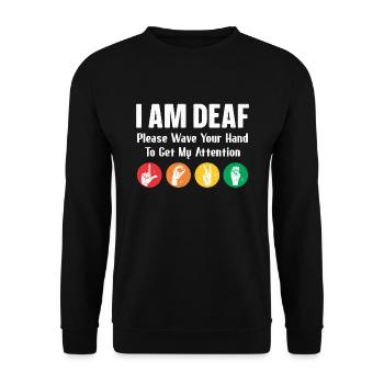 Deaf-mute Deaf Sign language Deaf hearing - Unisex Sweatshirt - black - Front - Alina (178cm) & Michal (187cm)