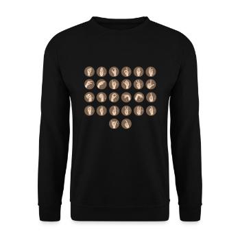Deaf-mute Deaf Sign language Deaf hearing - Unisex Sweatshirt - black - Front - Alina (178cm) & Michal (187cm)