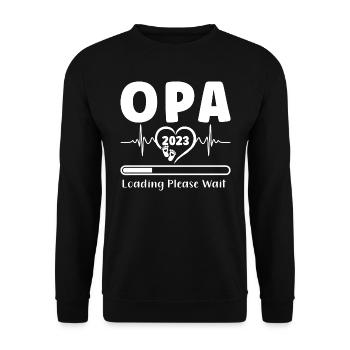Opa 2023 Schwangerschaft Werdender Großvater - Unisex Pullover - Schwarz - Vorne - Alina (178cm) & Michal (187cm)
