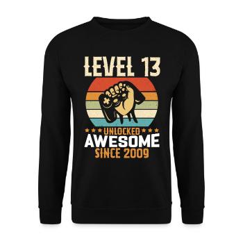 Level 13 Year Unlocked Gaming Birthday Gift - Unisex Sweatshirt - black - Front - Alina (178cm) & Michal (187cm)