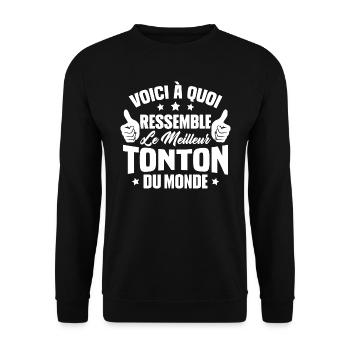 Voici à Quoi Ressemble le Meilleur Tonton du Monde - Sweat-shirt Unisexe - noir - Devant - Alina (178cm) & Michal (187cm)