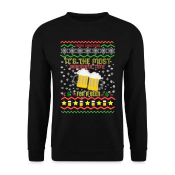 Ugly Christmas, the most wonderful time for a beer - Unisex Pullover - Schwarz - Vorne - Alina (178cm) & Michal (187cm)
