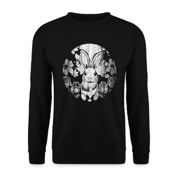 used-look Ostermotiv Osterhase Hase - Unisex Pullover - Schwarz - Vorne - Alina (178cm) & Michal (187cm)