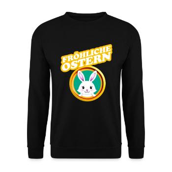 Fröhliche Ostern Osterhase - Unisex Pullover - Schwarz - Vorne - Alina (178cm) & Michal (187cm)