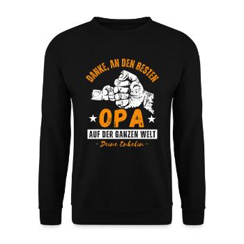 Opa und Enkelin - Unisex Pullover - Schwarz - Vorne - Alina (178cm) & Michal (187cm)