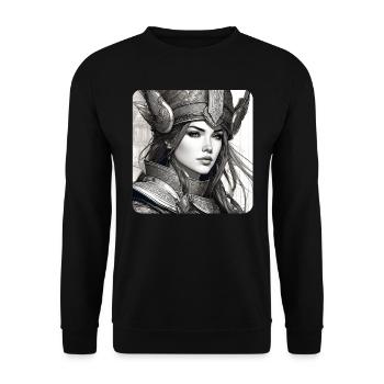 Fantasy Anime Fille Viking Germanique Trigues Moyen Âge - Sweat-shirt Unisexe - noir - Devant - Alina (178cm) & Michal (187cm)