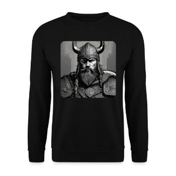 Proud Viking with Horns Helmet Germanic Berserker - Unisex Sweatshirt - black - Front - Alina (178cm) & Michal (187cm)