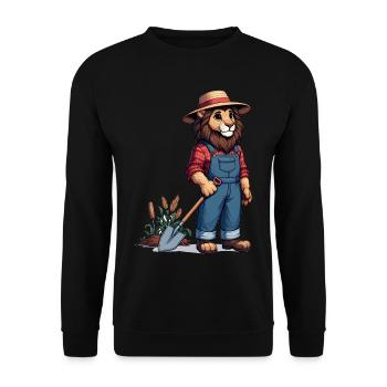 Cute Lion Farmer - Unisex Pullover - Schwarz - Vorne - Alina (178cm) & Michal (187cm)