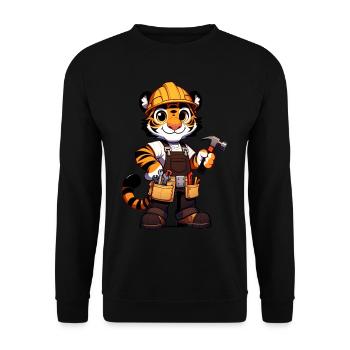 Cute Tiger Craftsman - Unisex Sweatshirt - black - Front - Alina (178cm) & Michal (187cm)