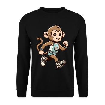 Cute Marathon Runner Monkey - Unisex Pullover - Schwarz - Vorne - Alina (178cm) & Michal (187cm)