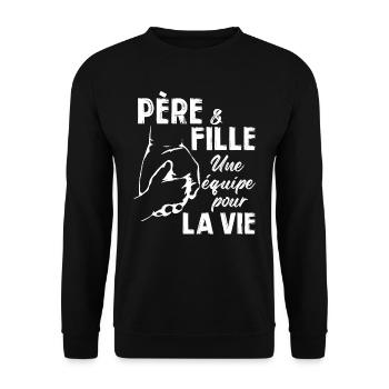 Père et fille une equipe pour la vie - Sweat-shirt Unisexe - noir - Devant - Alina (178cm) & Michal (187cm)