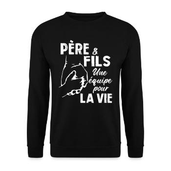 Père et Fils une equipe pour la vie - Sweat-shirt Unisexe - noir - Devant - Alina (178cm) & Michal (187cm)