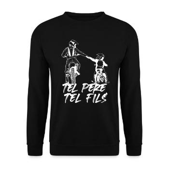 Tel Père Tel Fils Moto Cross Sport Motocycliste - Sweat-shirt Unisexe - noir - Devant - Alina (178cm) & Michal (187cm)