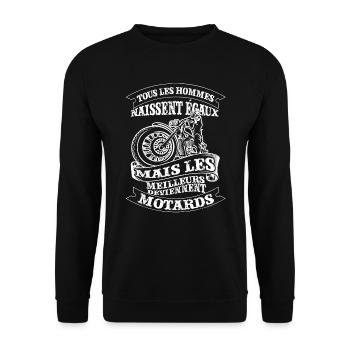 Tous Les Hommes Naissent Egaux Mais Les Meilleur - Sweat-shirt Unisexe - noir - Devant - Alina (178cm) & Michal (187cm)
