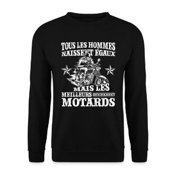 Tous Les Hommes Naissent Egaux Mais Les Meilleur - Sweat-shirt Unisexe - noir - Devant - Alina (178cm) & Michal (187cm)