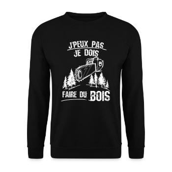 Je peux pas je dois faire du bois - Sweat-shirt Unisexe - noir - Devant - Alina (178cm) & Michal (187cm)
