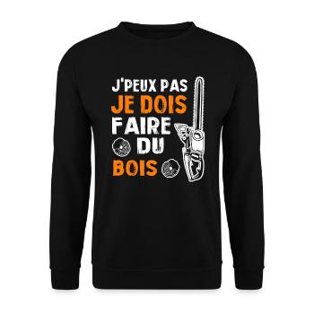 J peux pas je dois faire du bois - Sweat-shirt Unisexe - noir - Devant - Alina (178cm) & Michal (187cm)