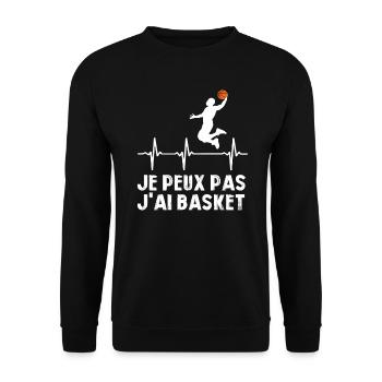 Je Peux Pas J'ai Basket Cadeau Joueur de Basket - Sweat-shirt Unisexe - noir - Devant - Alina (178cm) & Michal (187cm)