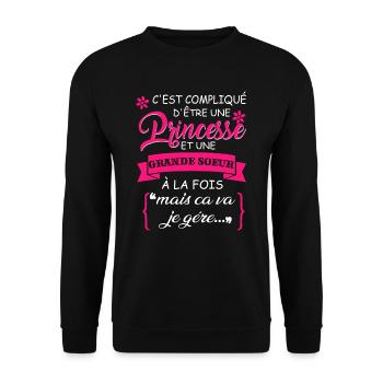 Princesse et grande soeur a la fois sur - Sweat-shirt Unisexe - noir - Devant - Alina (178cm) & Michal (187cm)