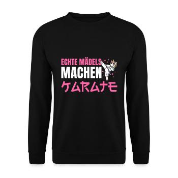 Karate Mädchen Kampfsport - Unisex Pullover - Schwarz - Vorne - Alina (178cm) & Michal (187cm)