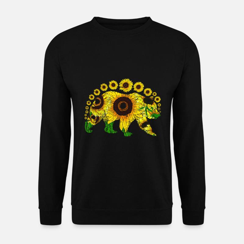 Waldbewohner Wald Tier Sonnenblumen Geschenk Bär - Unisex Pullover - Schwarz