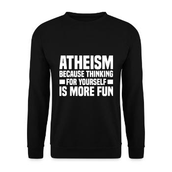 Atheismus Skeptiker Atheisten Atheist Wissenschaft - Unisex Pullover - Schwarz - Vorne - Alina (178cm) & Michal (187cm)