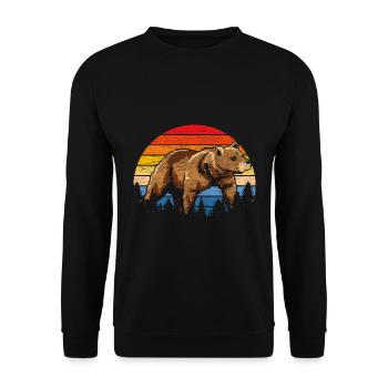 Ours rétro - Sweat-shirt Unisexe - noir - Devant - Alina (178cm) & Michal (187cm)