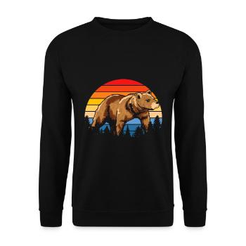 Rétro Ours brun Forêt Animal Habitant de la forêt Cadeau Ours - Sweat-shirt Unisexe - noir - Devant - Alina (178cm) & Michal (187cm)