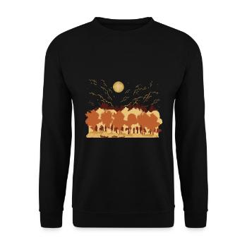 Autumn Landscape Forest Gift Full Moon Nature - Unisex Sweatshirt - black - Front - Alina (178cm) & Michal (187cm)