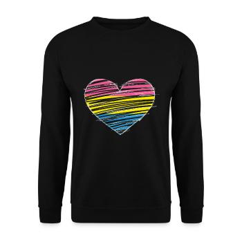 Pan Flag Heart LGBT Pansexual - Unisex Sweatshirt - black - Front - Alina (178cm) & Michal (187cm)