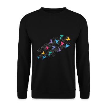 Plis en papier grue cadeau japon origami - Sweat-shirt Unisexe - noir - Devant - Alina (178cm) & Michal (187cm)