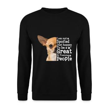 Chihuahua Je ne suis pas gâté drôle - Sweat-shirt Unisexe - noir - Devant - Alina (178cm) & Michal (187cm)