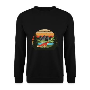 Waldbewohner Wald Tier Berge Geschenk Retro Fuchs - Unisex Pullover - Schwarz - Vorne - Alina (178cm) & Michal (187cm)