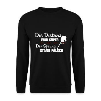 Hobby Horse Pferd Springreiten - Unisex Pullover - Schwarz - Vorne - Alina (178cm) & Michal (187cm)