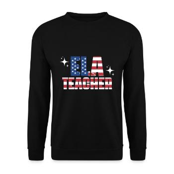 Patriotic ELA Teacher USA Flag English Language - Unisex Sweatshirt - black - Front - Alina (178cm) & Michal (187cm)