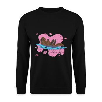 Otter Lover Gift Giant Otter Animal Otter - Unisex Sweatshirt - black - Front - Alina (178cm) & Michal (187cm)